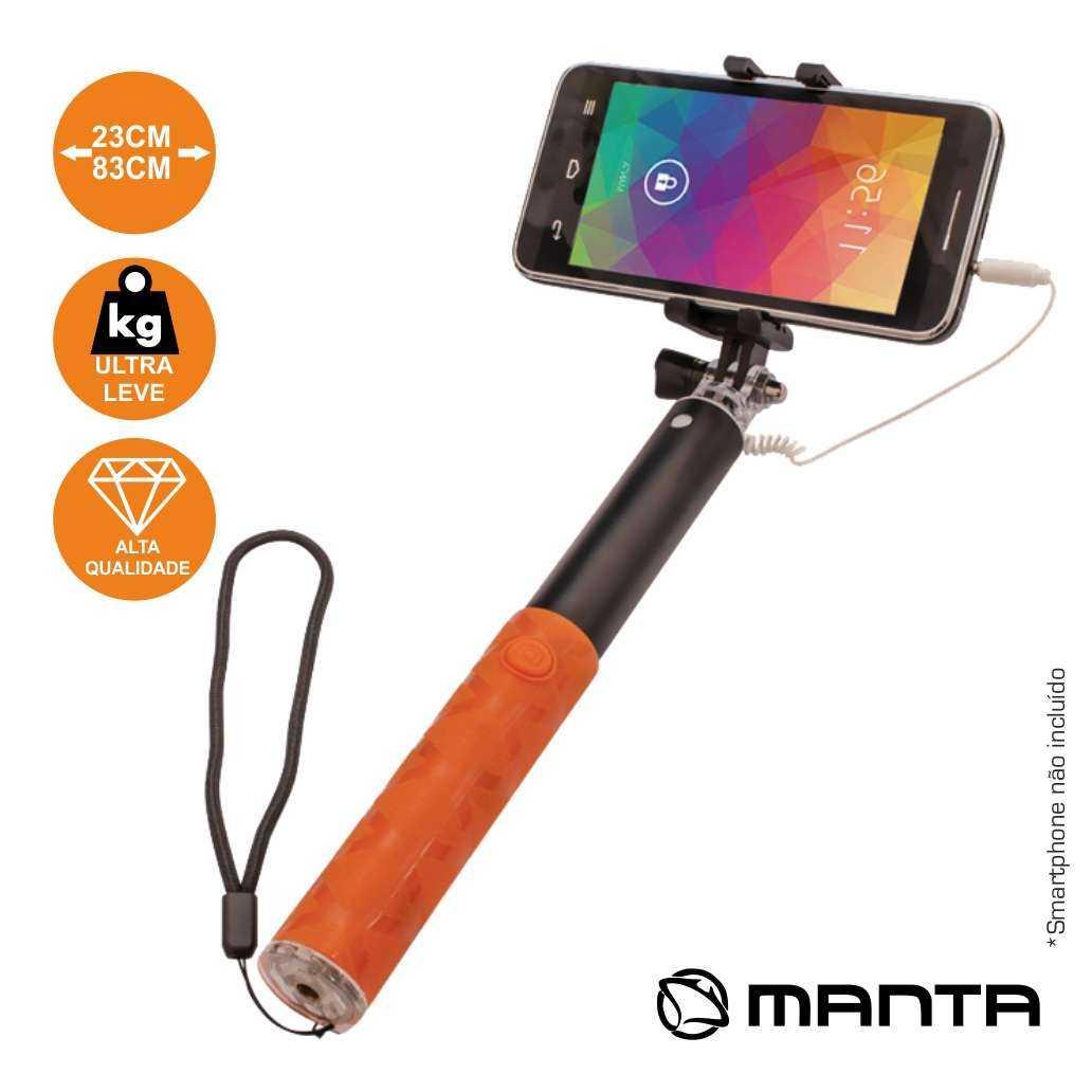 Vara Telescópica P/Selfie Monopod C/Cabo 3.5mm Jack Manta