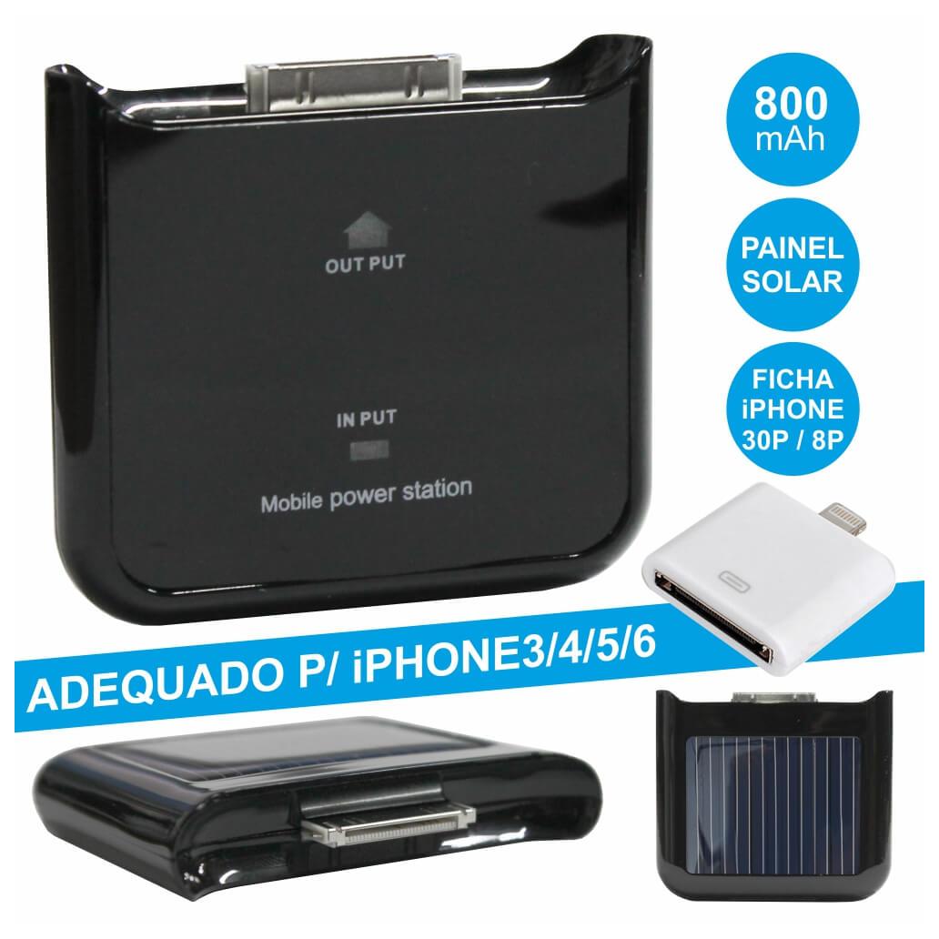 Powerbank 800ma C/ Painel Solar P/ Iphone3/4/5/6