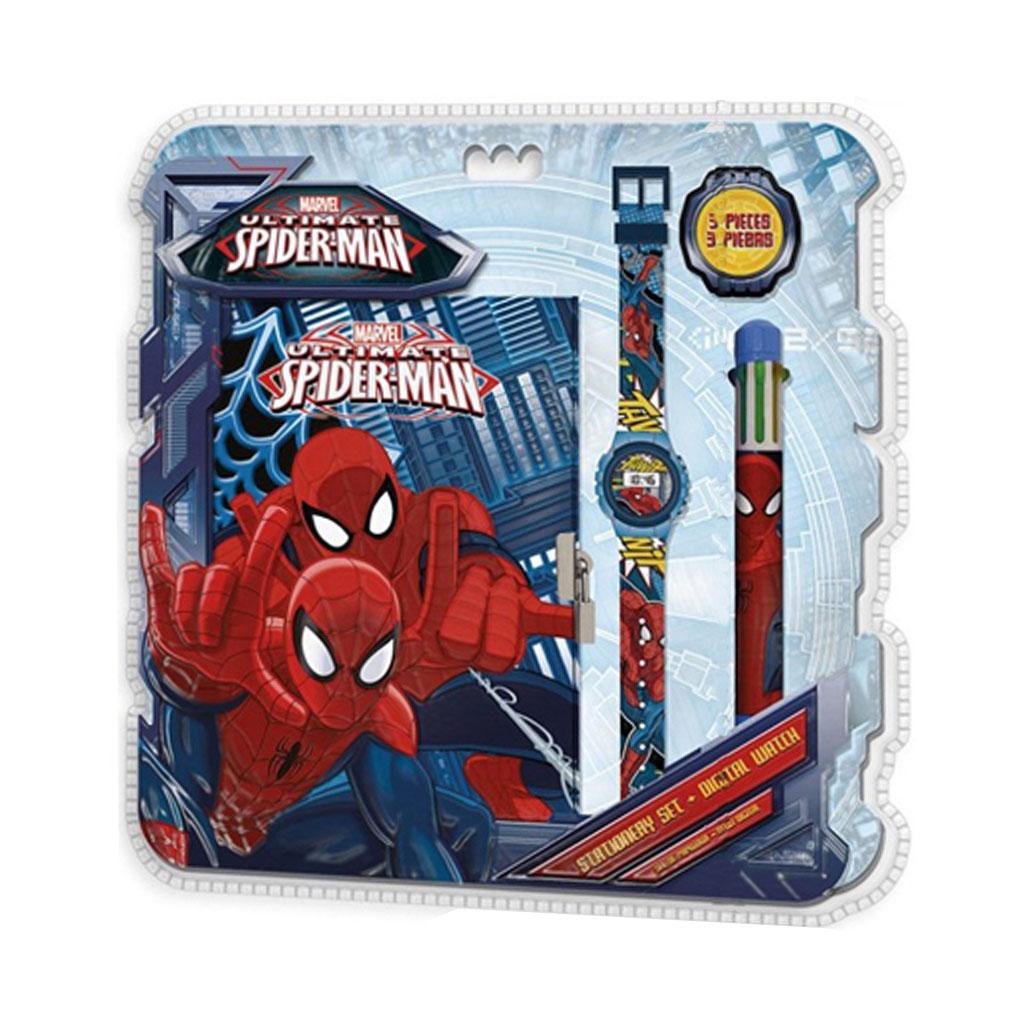 Kit Spiderman Relógio Digital + Caneta + Bloco