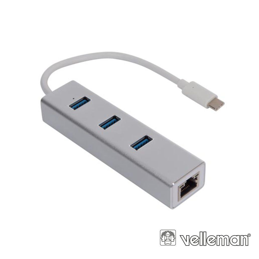 Hub USB-C C/ 3x USB 3.0 / 1x RJ45 VELLEMAN
