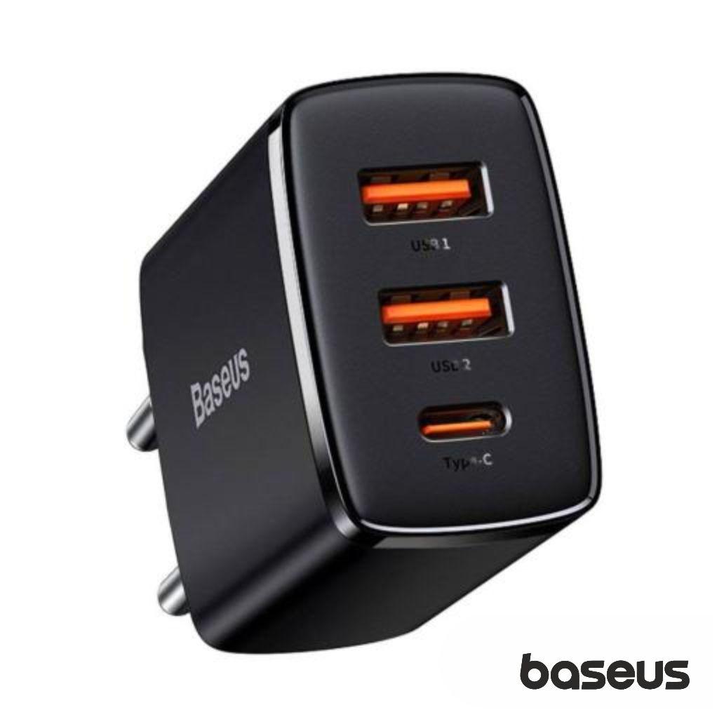 Alimentador Comutado 2 USB-A / 1 USB-C PD 30W Preto BASEUS