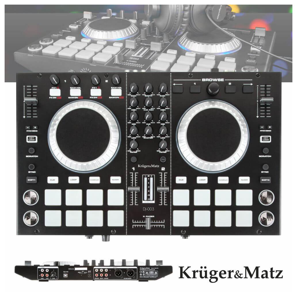 Controlador DJ Compacto Usb Duplo 4 Canais Kruger Matz