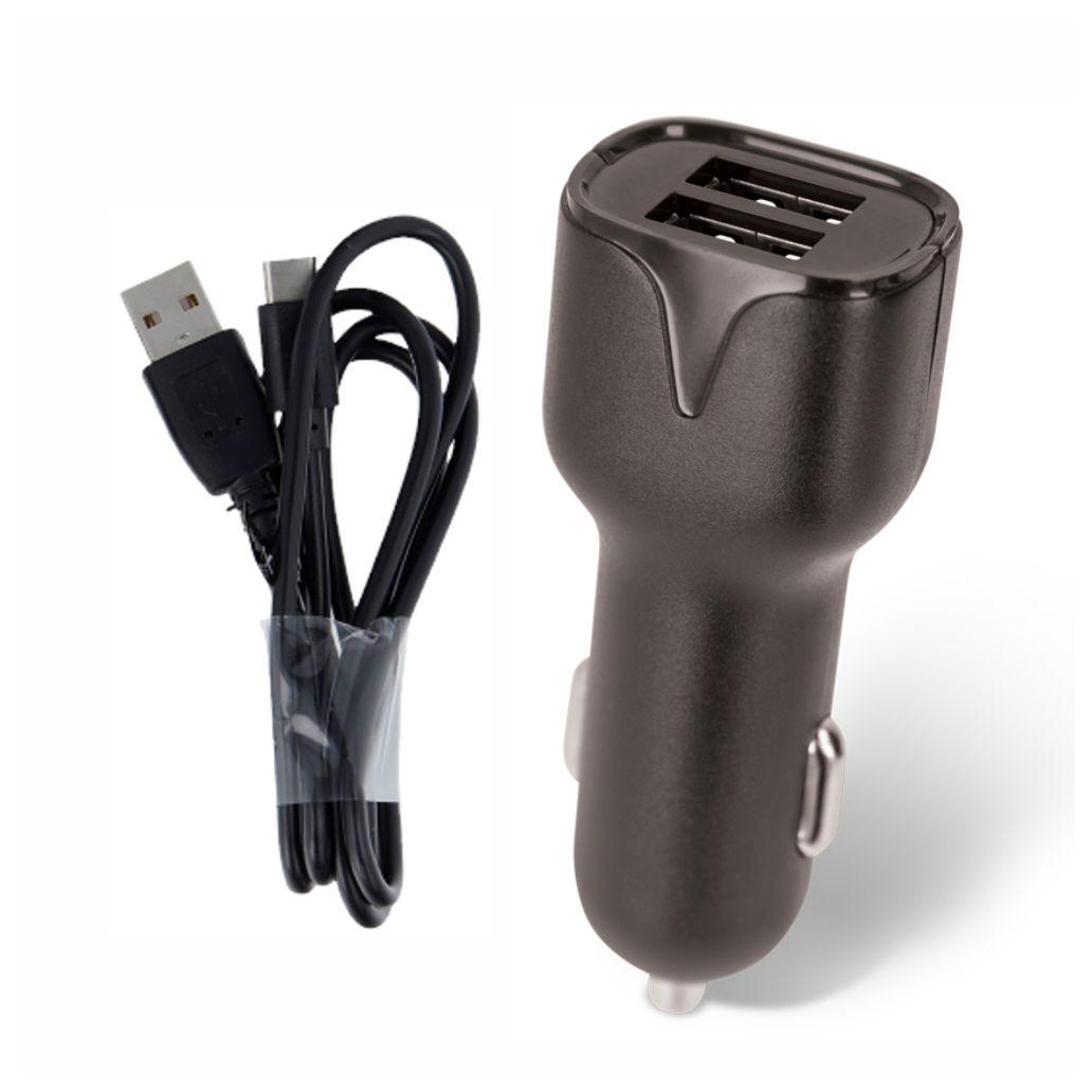 Adaptador Isqueiro 2 USB-A 5V 2.4A + Cabo USB-A / USB-C 1m