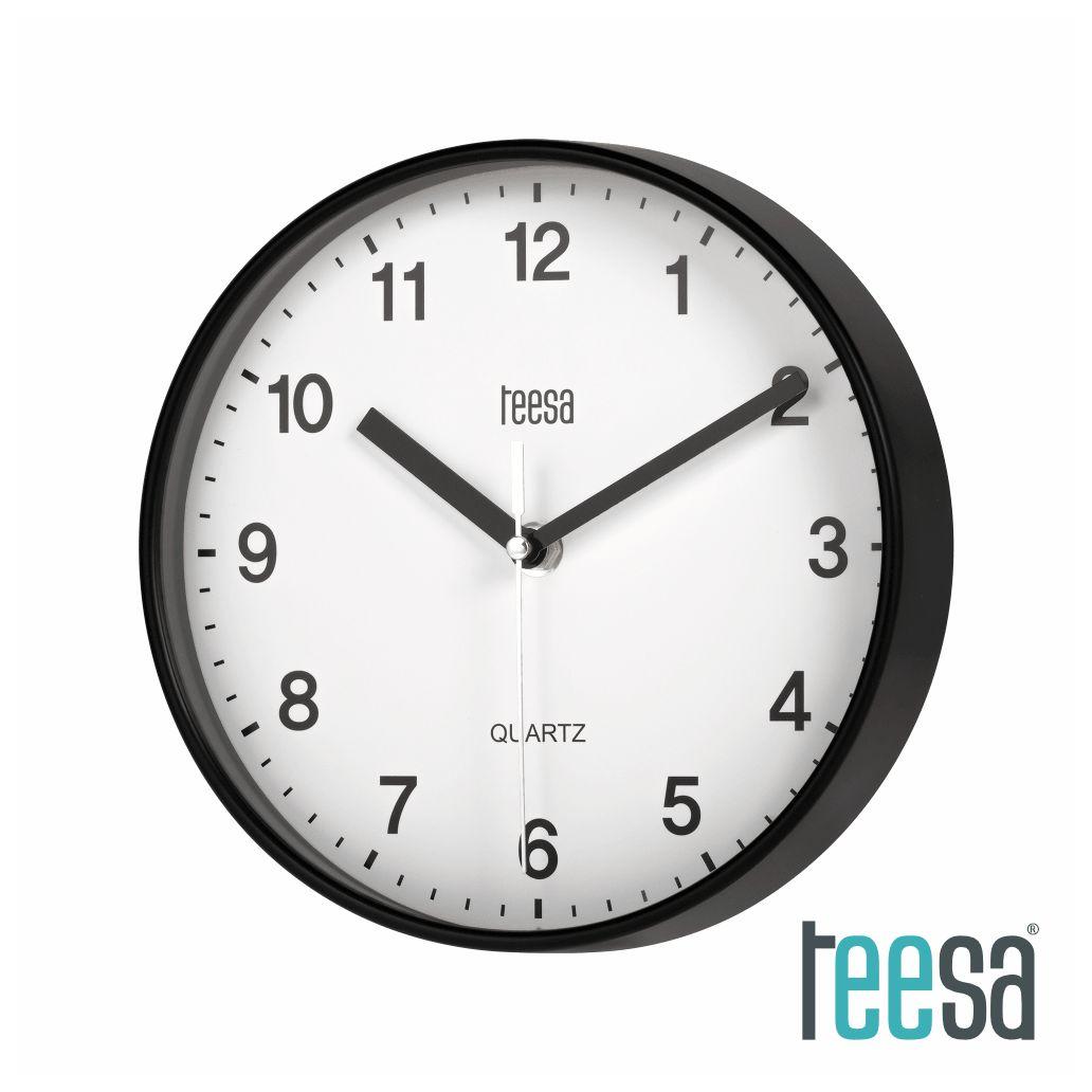 Relógio de Parede Redondo Preto Ø20cm TEESA