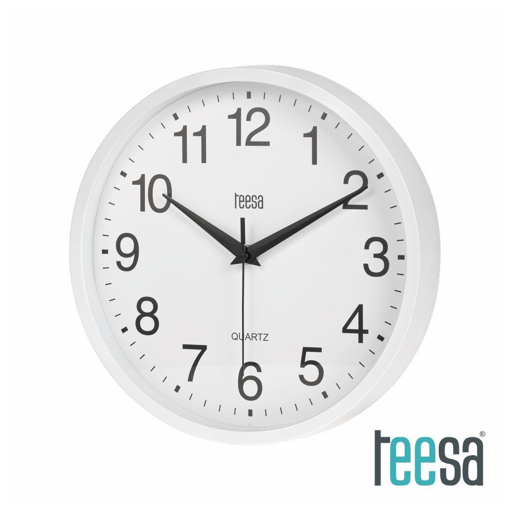 Relógio de Parede Redondo Branco Ø25cm TEESA