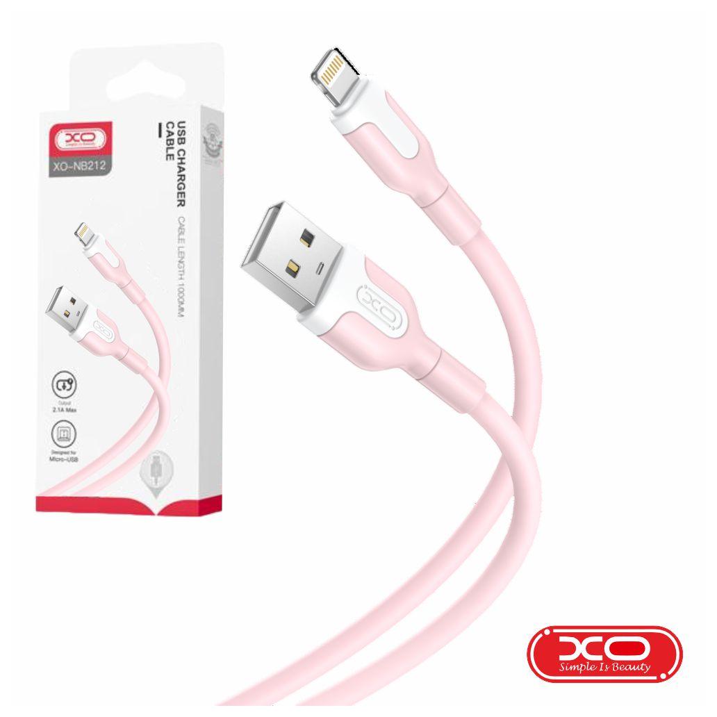 Cabo USB-A 2.0 Macho / Lightning 2.1A Rosa 1m XO